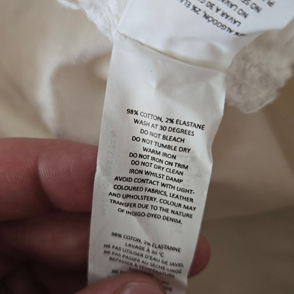 Y2K White Low Rise Distressed Raw Hem Mini New Vintage Denim Skirt Size 2 - Picture 5 of 7